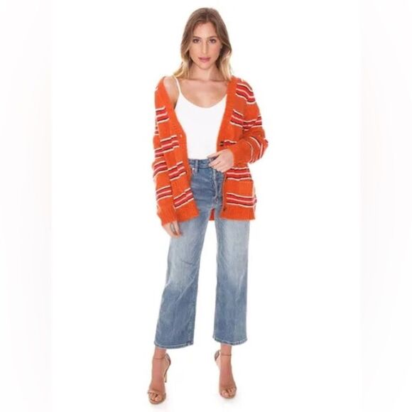 For love & Lemons Charlie Striped Alpaca Cardigan Button Up Sweater Size XL - Picture 3 of 11